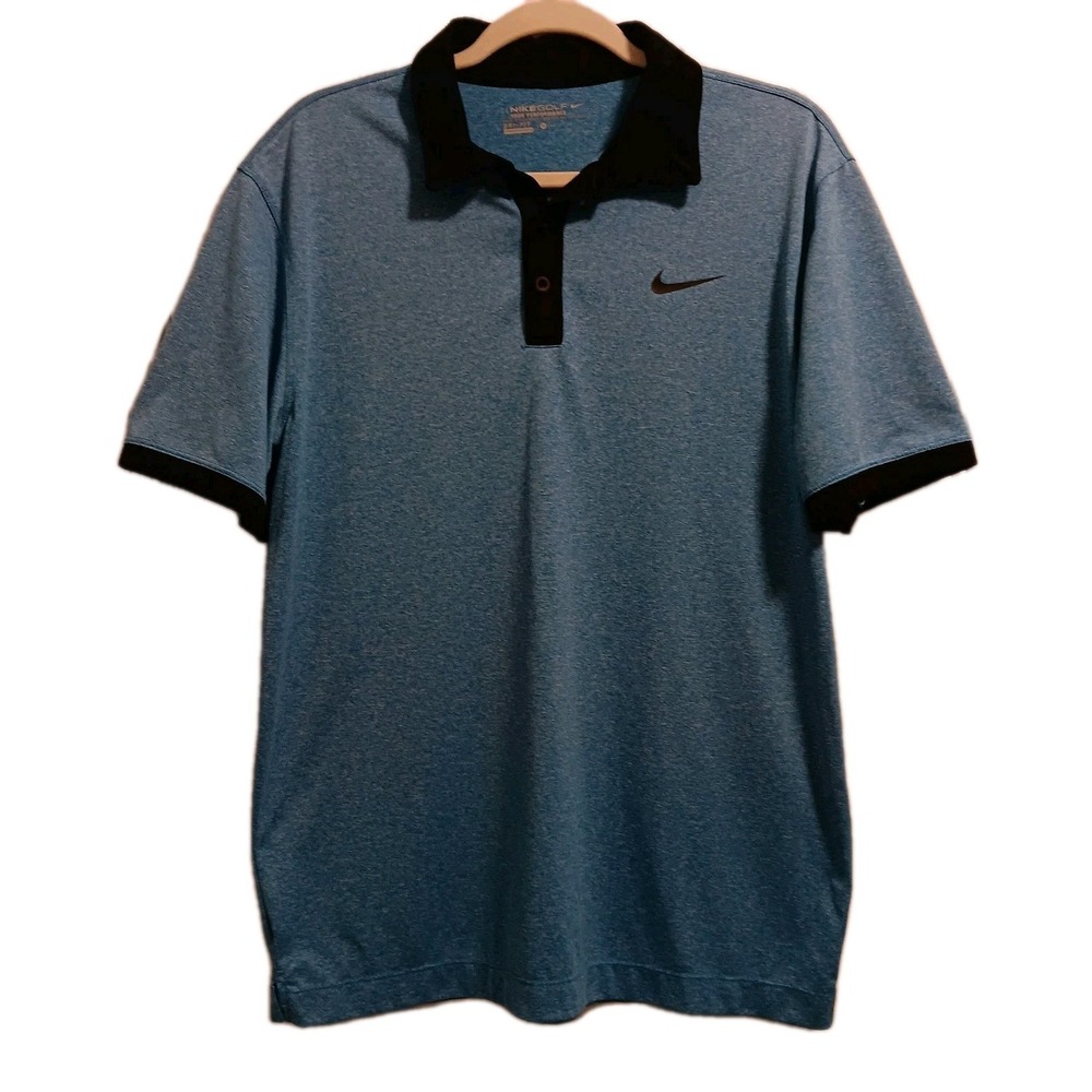 Nike Golf Tour Performance Dri-Fit Polo Shirt Mens Medium Blue Black Heathered